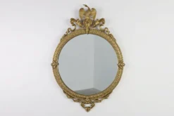 Miroir rond néoclassique français en finition cuivre, 20e siècle