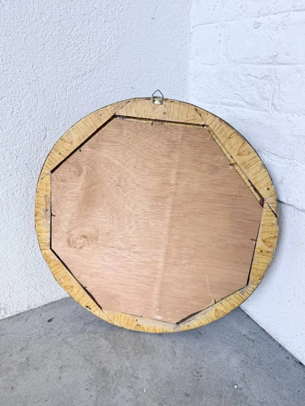 Miroir rond osier tressé 1960