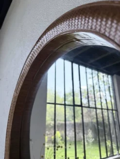 Miroir rond osier tressé 1960