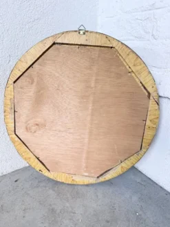 Miroir rond osier tressé 1960