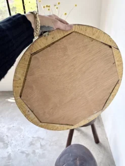 Miroir rond osier tressé 1960