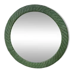 Miroir rond osier tressé 1960