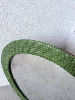 Miroir rond osier tressé 1960