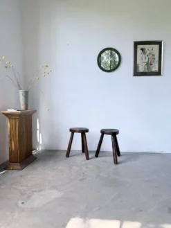 Miroir rond osier tressé 1960