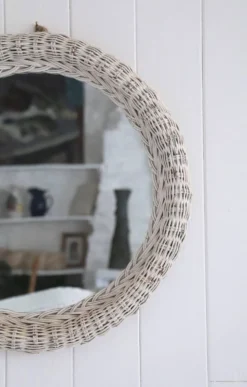 Miroir rond osier, XXème