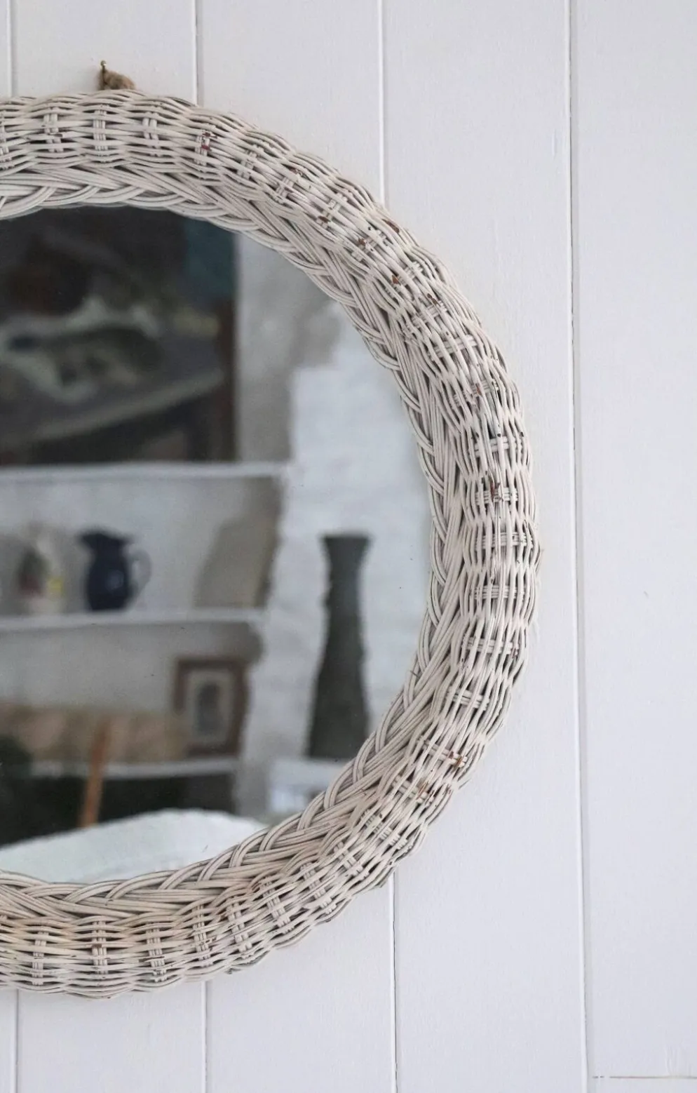 Miroir rond osier, XXème