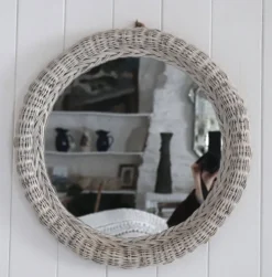 Miroir rond osier, XXème