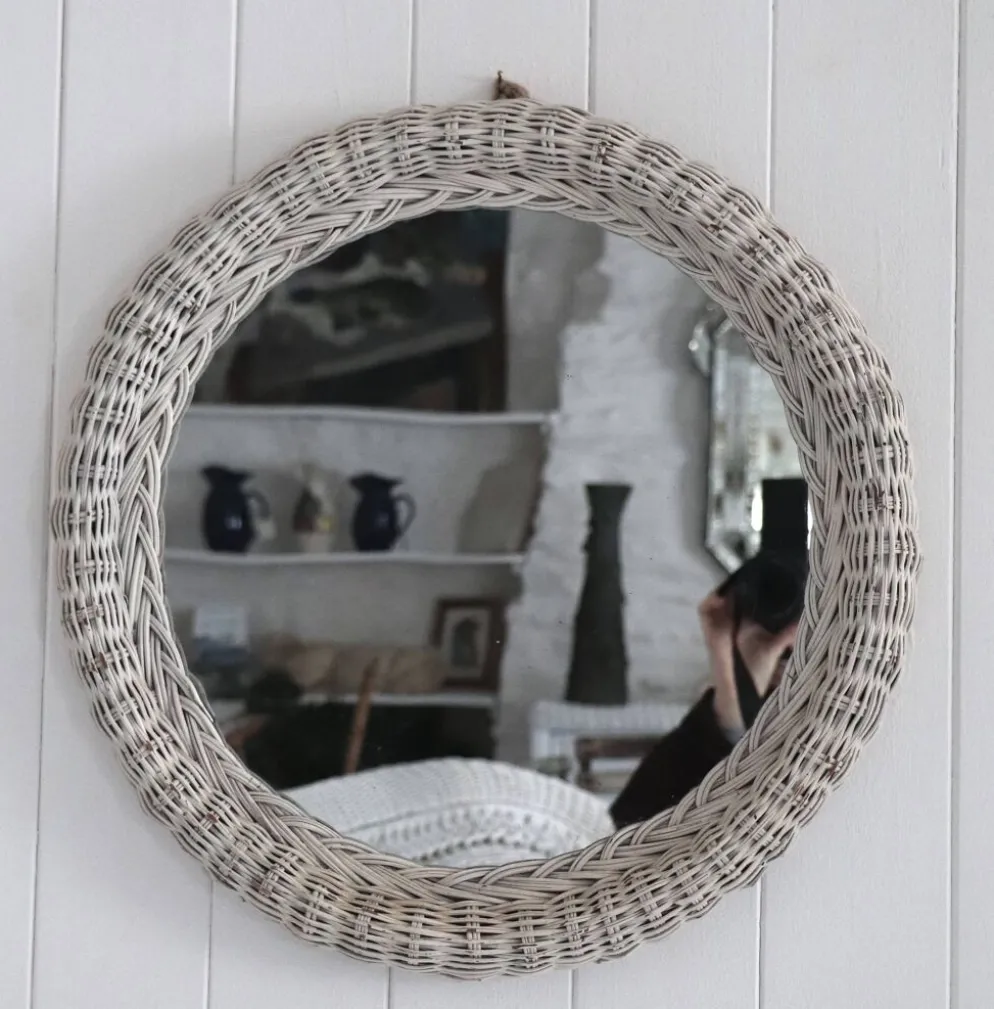 Miroir rond osier, XXème
