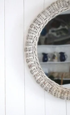Miroir rond osier, XXème