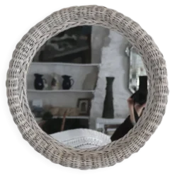 Miroir rond osier, XXème
