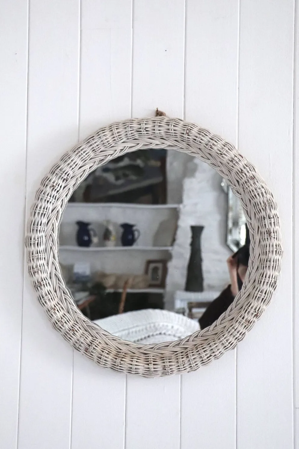 Miroir rond osier, XXème