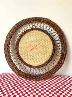 Miroir rond rotin 1950