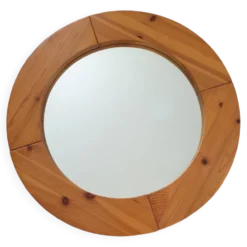 Miroir rond scandinave en pin massif