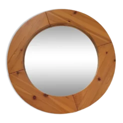 Miroir rond scandinave en pin massif