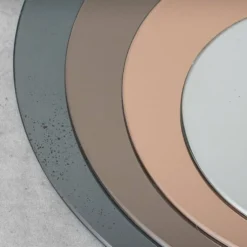 Miroir rond vintage avec des cercles en verre fumé concentriques, design italien, années 1970.