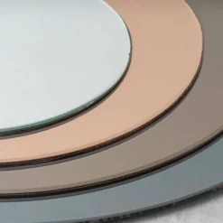 Miroir rond vintage avec des cercles en verre fumé concentriques, design italien, années 1970.