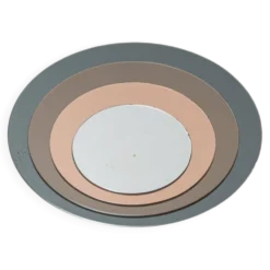 Miroir rond vintage avec des cercles en verre fumé concentriques, design italien, années 1970.