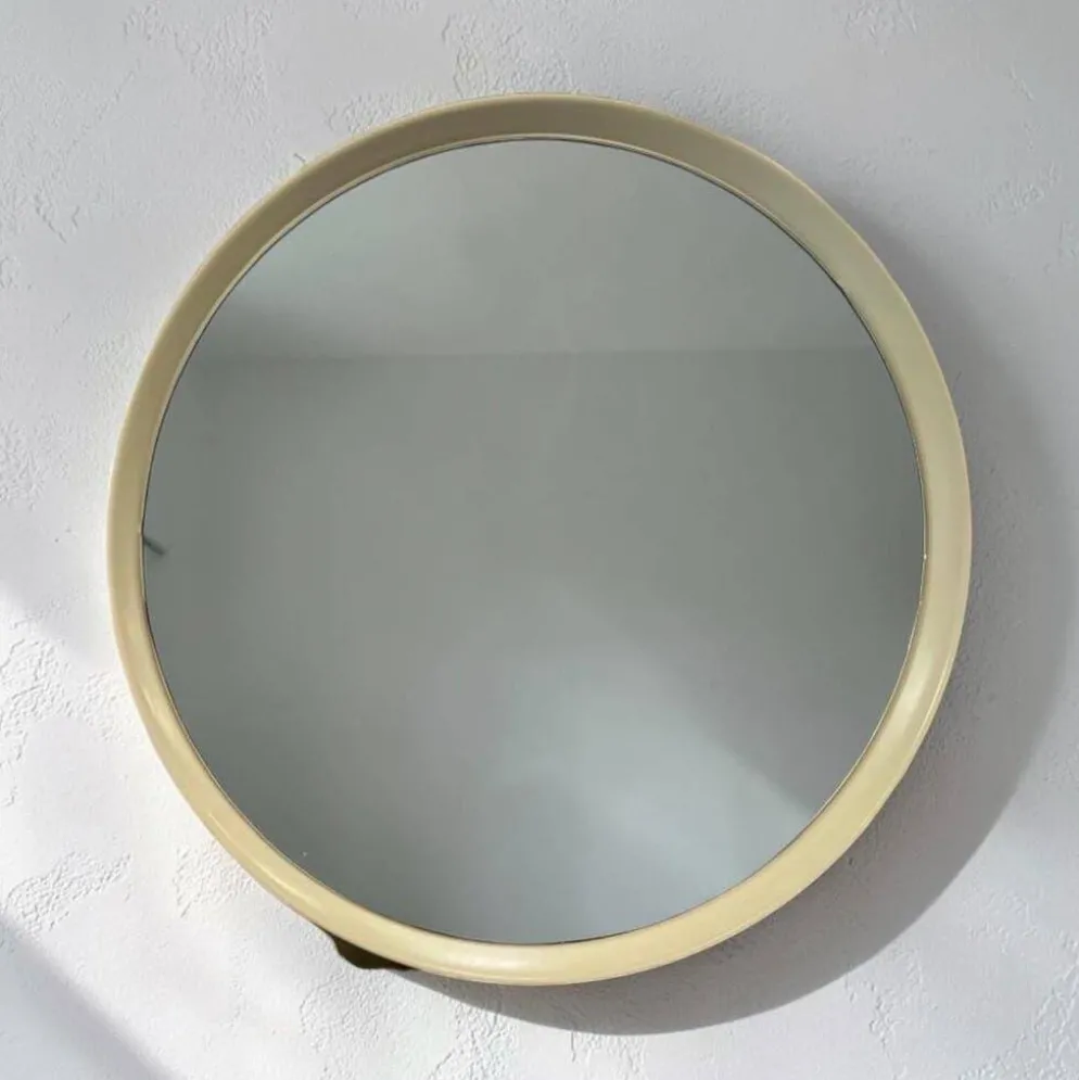 Miroir rond vintage beige style spatial / miroir mural