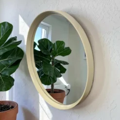 Miroir rond vintage beige style spatial / miroir mural