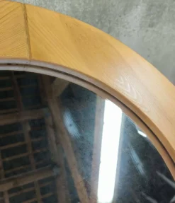 Miroir rond vintage en pin