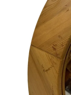 Miroir rond vintage en pin des années 70, design suédois