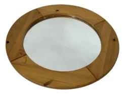 Miroir rond vintage en pin des années 70, design suédois