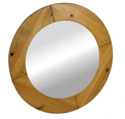 Miroir rond vintage en pin des années 70, design suédois