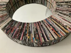 Miroir rond vintage en rouleaux de papier