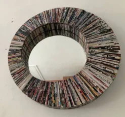 Miroir rond vintage en rouleaux de papier