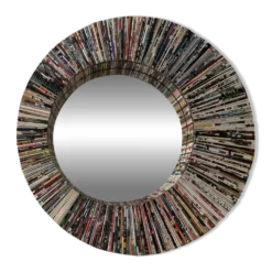 Miroir rond vintage en rouleaux de papier