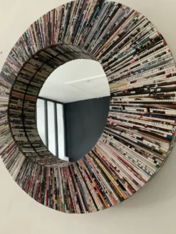 Miroir rond vintage en rouleaux de papier
