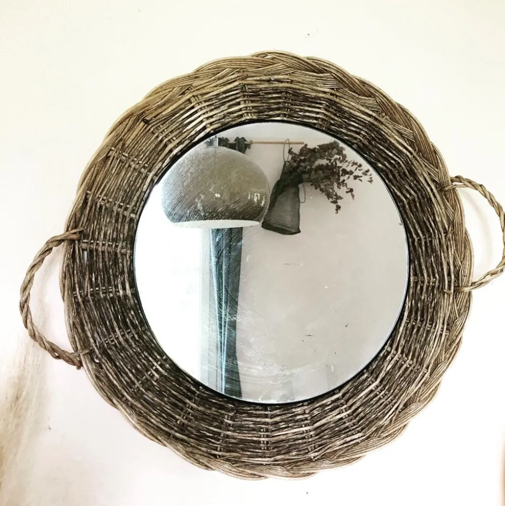 Miroir rotin fibres naturelles 35cm