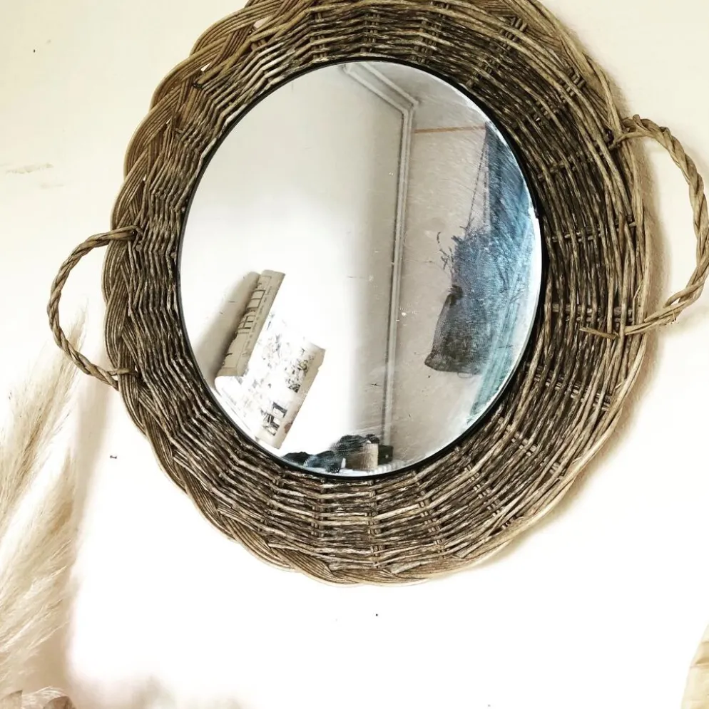 Miroir rotin fibres naturelles 35cm