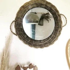 Miroir rotin fibres naturelles 35cm