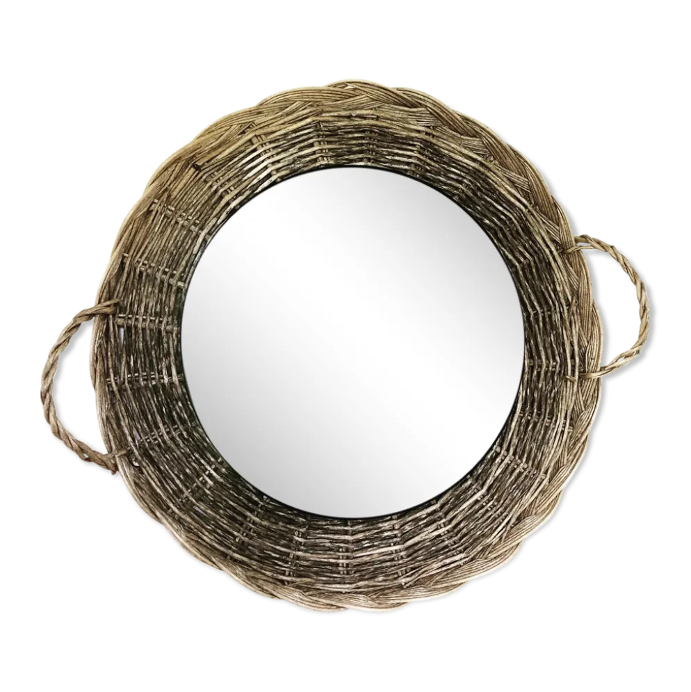 Miroir rotin fibres naturelles 35cm