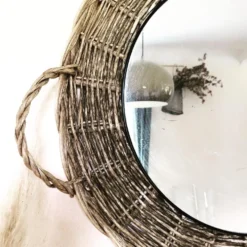 Miroir rotin fibres naturelles 35cm