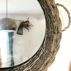 Miroir rotin fibres naturelles 35cm