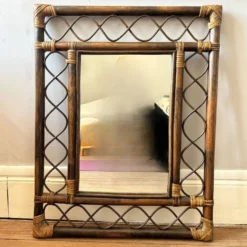 Miroir rotin 70's