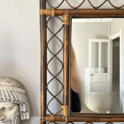 Miroir rotin 70's