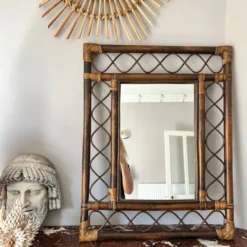 Miroir rotin 70's