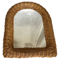 Miroir rotin tressé vintage 1970