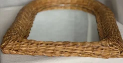 Miroir rotin tressé vintage 1970