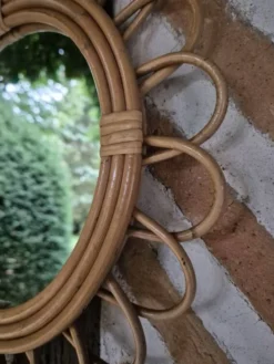Miroir rotin vintage 1970