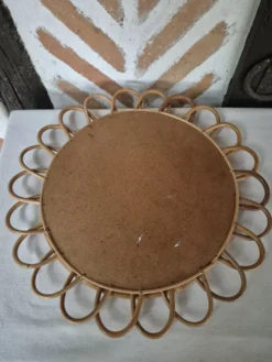 Miroir rotin vintage 1970