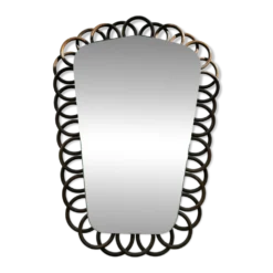 Miroir rétroviseur en rotin