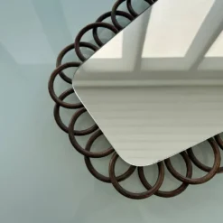 Miroir rétroviseur en rotin