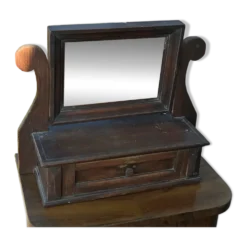 Miroir rustique en pin marron, style allemand 1920s avec caisson tiroir décoratif