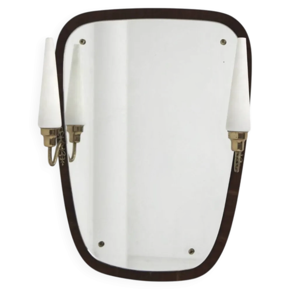Miroir scandinave en acajou, 76x55cm, Suède, 1950