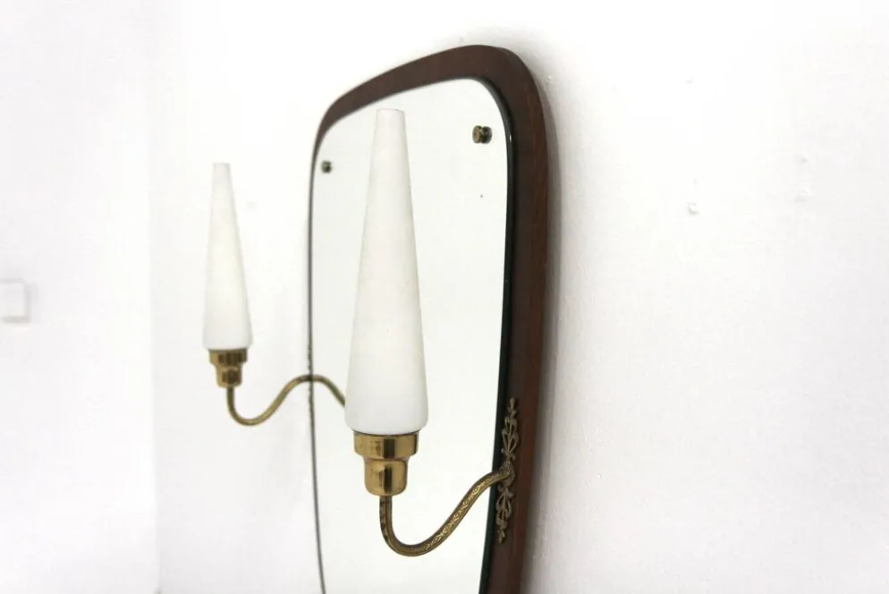 Miroir scandinave en acajou, 76x55cm, Suède, 1950