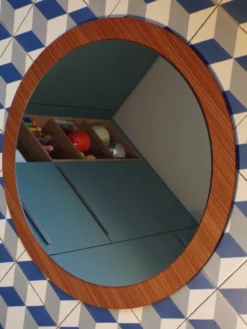 Miroir scandinave en teck Ø 65cm